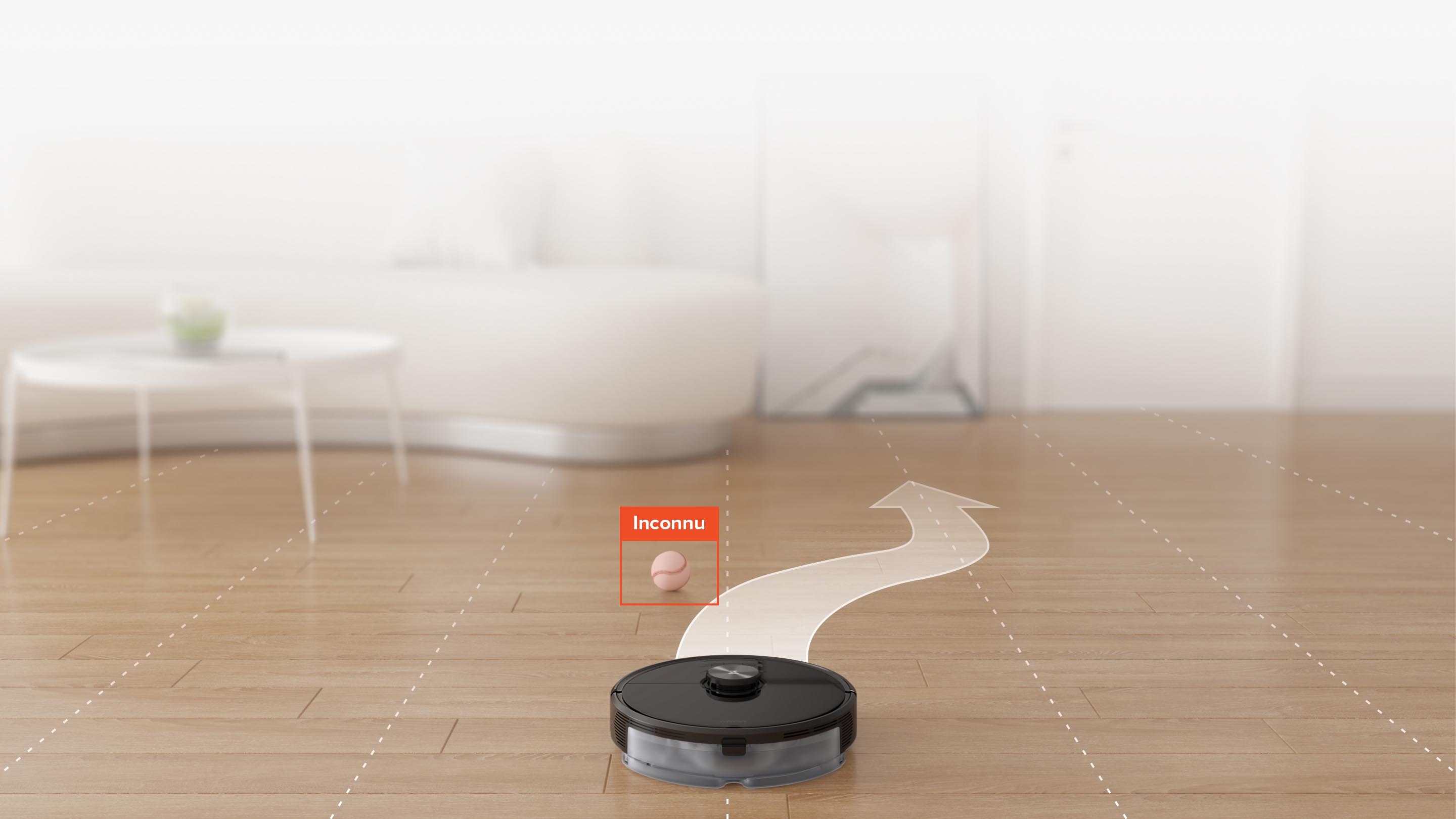Roborock S6 MaxV peut reconnaître et contourner des objets inconnus aussi petit que 5cm de large et 3cm de haut Roborock S6 MaxV peut reconnaître et contourner des objets inconnus aussi petit que 5cm de large et 3cm de haut