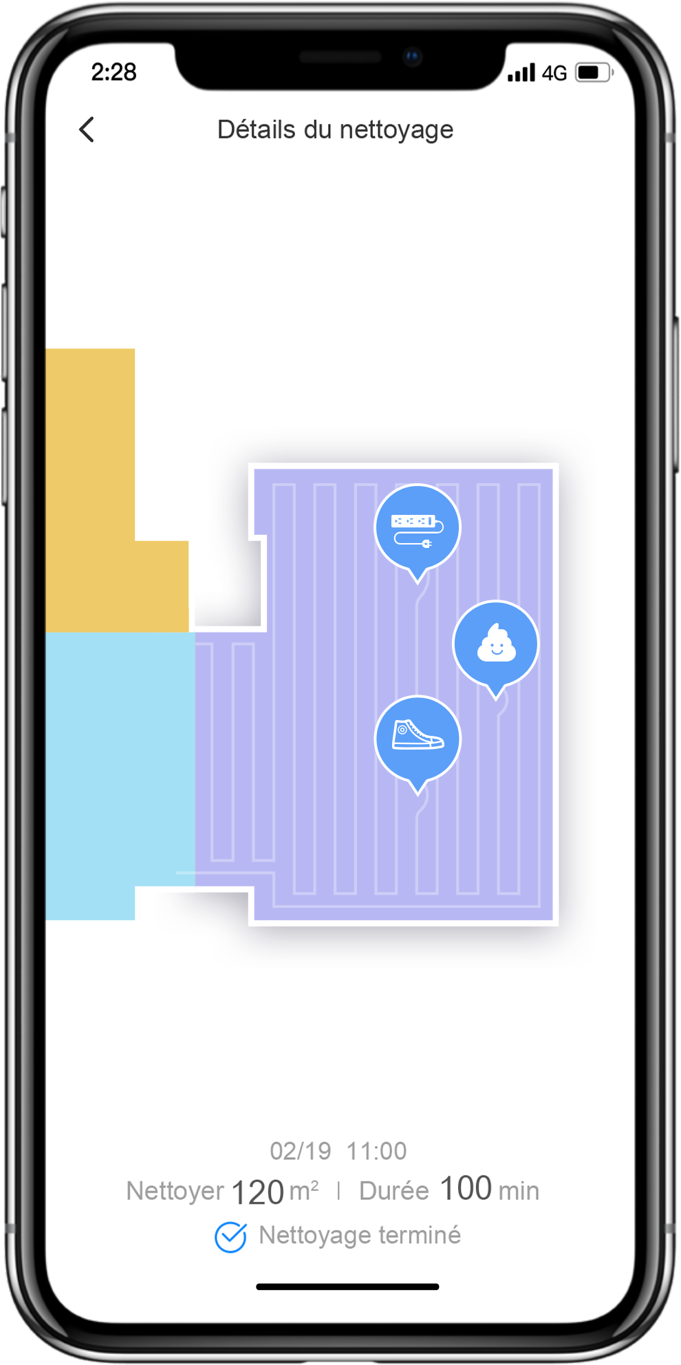 Roborock S6 MaxV route map showa what obstacles are on your floors with icons Roborock S6 MaxV route map showa what obstacles are on your floors with icons