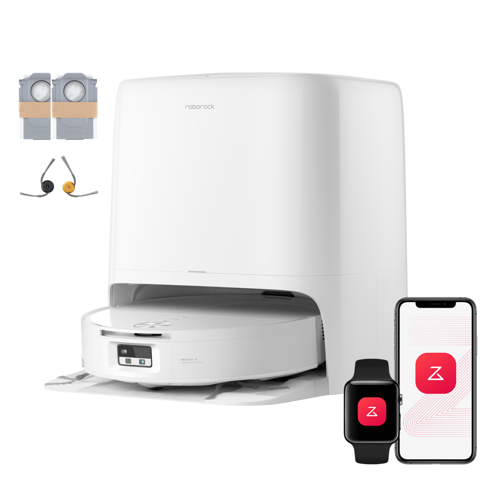 Aspirateur robot avec serpillière à rouleau Roborock Qrevo Edge 2 Flow, avec système autonettoyant pressurisé SpiraFlow 2.0