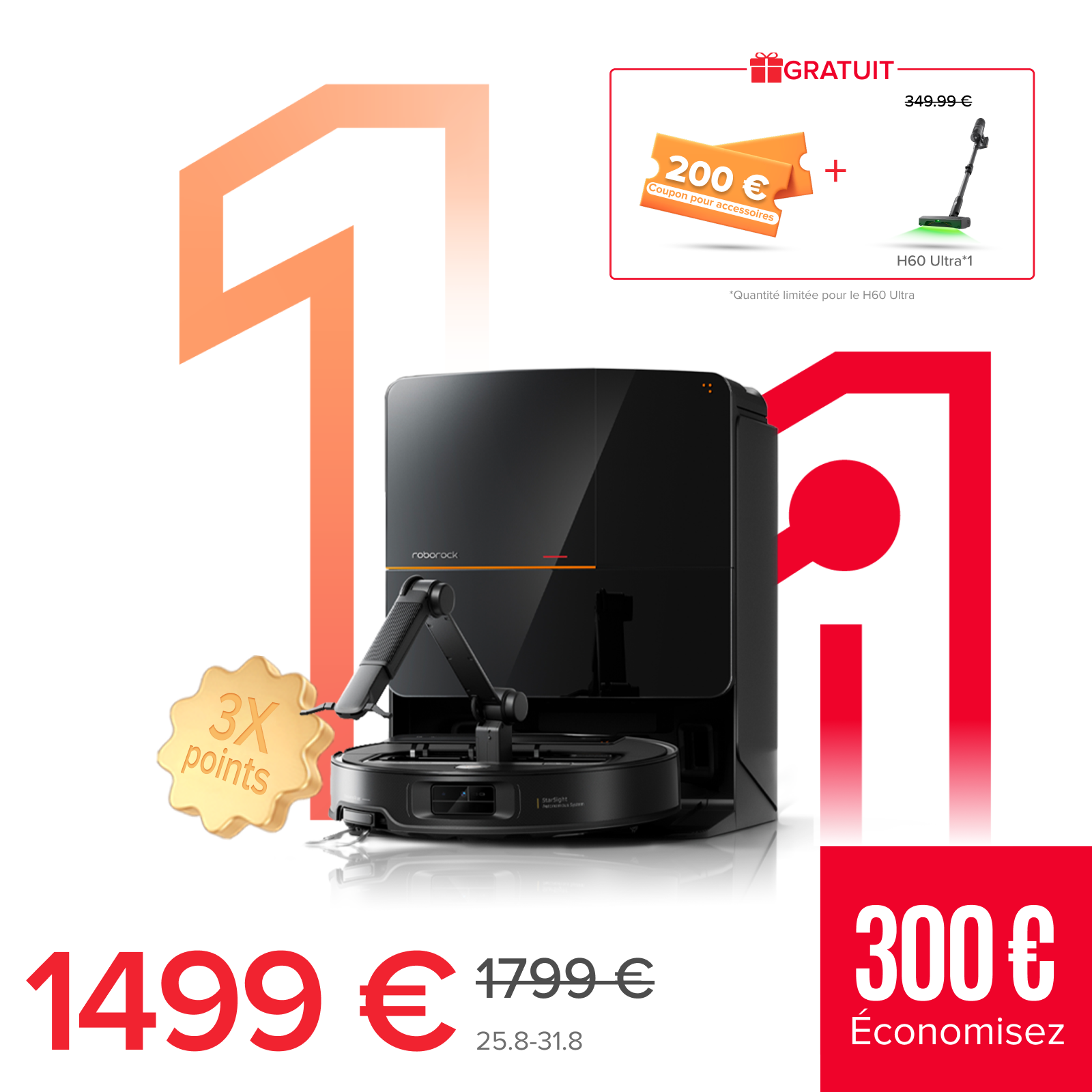 Roborock Saros Z70 robot aspirateur laveur avec bras mécanique OmniGrip™