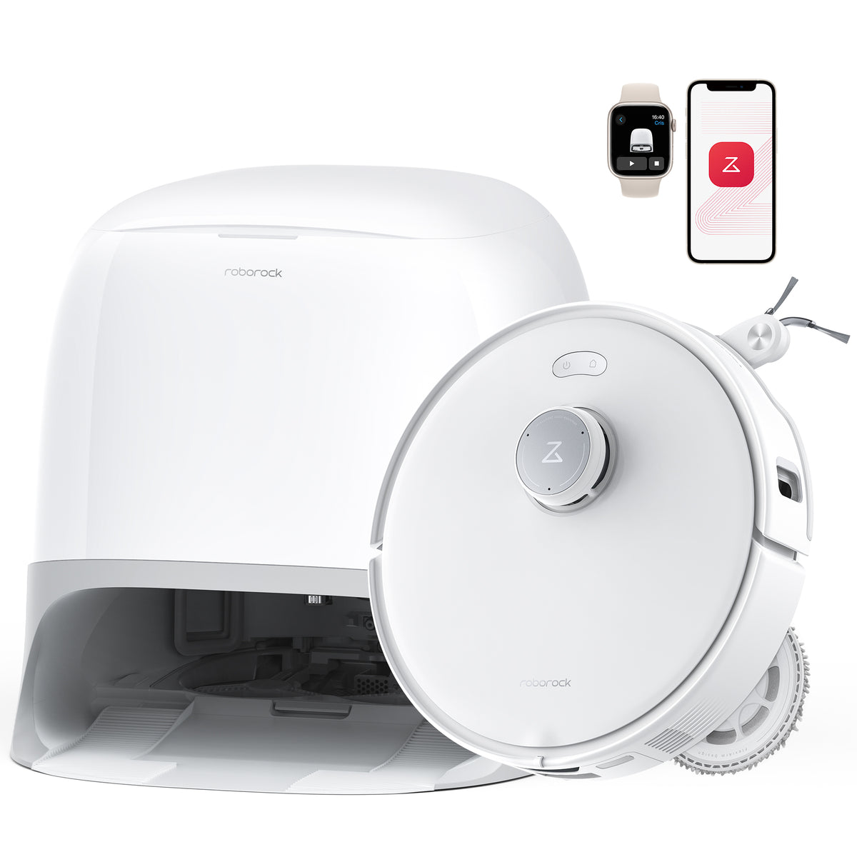 Roborock Q Revo MaxV - Robot Aspirateur Et Serpillère Blanc, Aspiration 7000 Pa, Station Auto-vidange Et Auto-remplissage